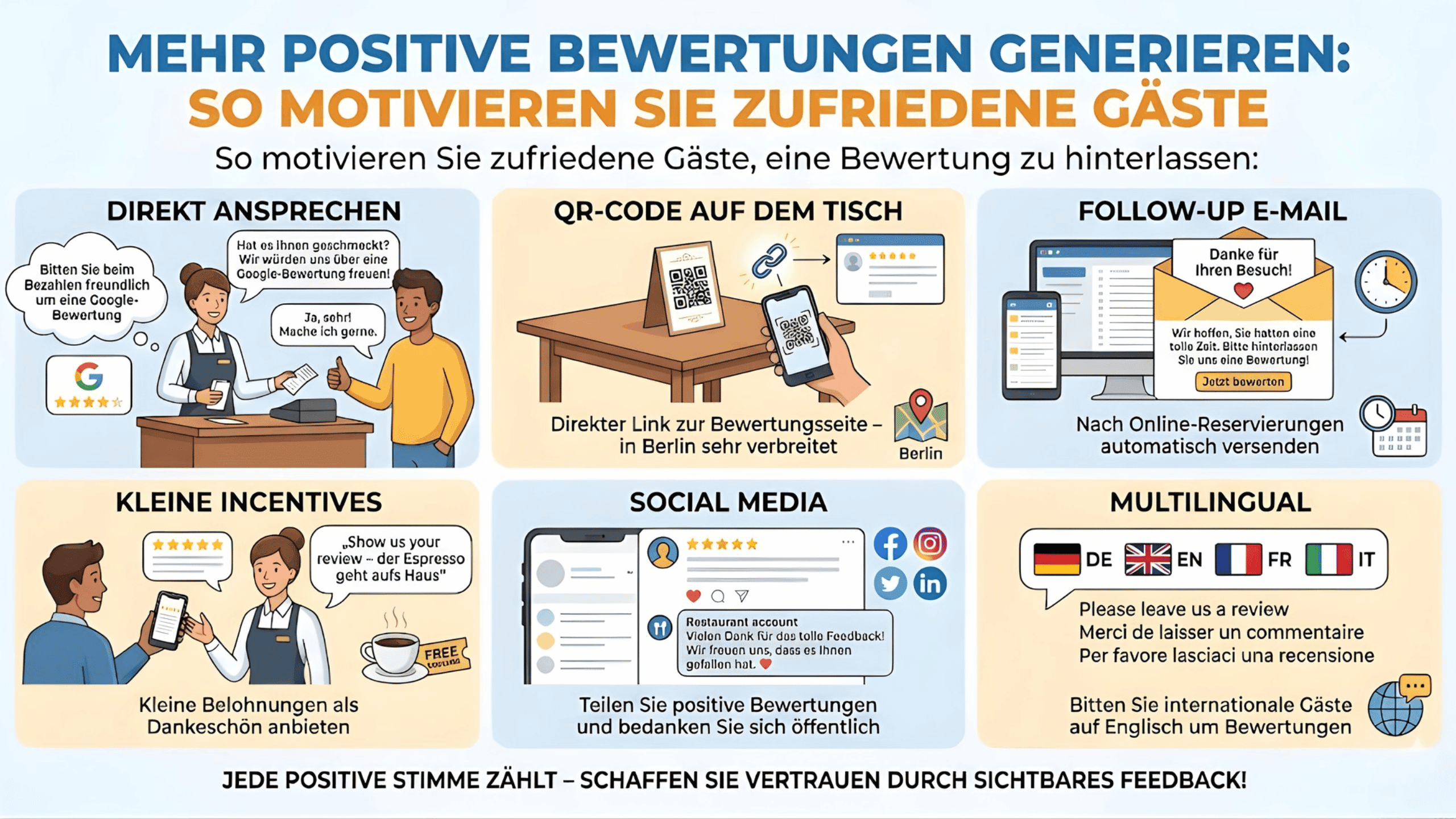 Infografik: Positive Bewertungen in Berlin erhalten - Tipps für Restaurants